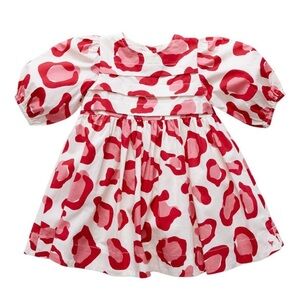 Pink Chicken Red, White and Pink Animal Print Evelyn Dress 6-12M